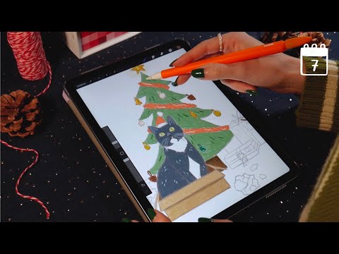 ASMR 🎄 Dessinons une scène toute mimi de Noël sur l'iPad (Procreate)