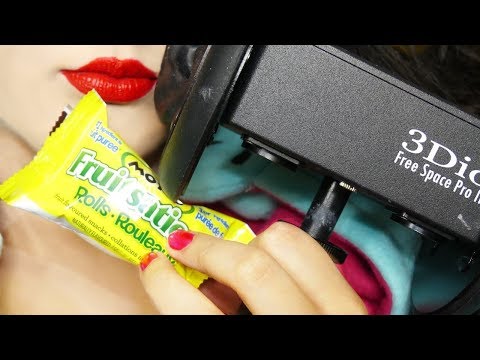 ASMR Mouth Sounds  - Vegan Fruit Rolls  3DIO BINAURAL