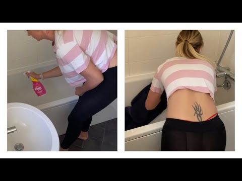 ASMR Bathroom Cleaning - Spraying Wiping and scrubbing Sounds