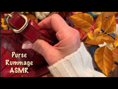 ASMR Purse rummage(No talking)Purse & wallet sorting/leather and vinyl squeezing