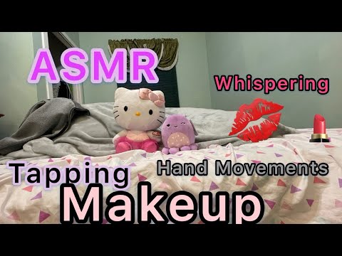 ASMR Tapping and Whispering and Hand movements ⭐️⭐️⭐️ in My bedroom ( makeup 💄 & my things)
