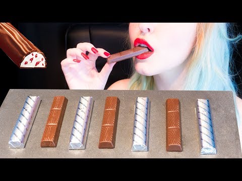 ASMR: Creamy Strawberry Chocolate Bars ~ Relaxing Eating Sounds [No Talking|V] 😻