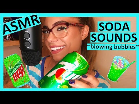 ASMR - SODA SOUNDS, BLOWING BUBBLES and Can Opening (Soft Spoken) *STRONG BUBBLES*