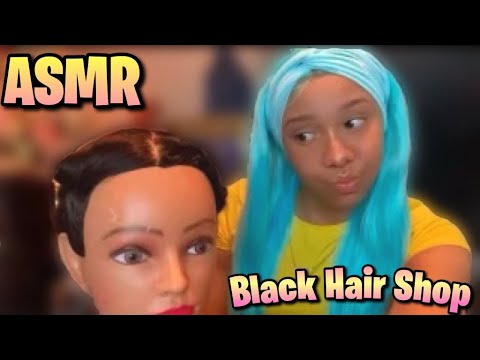 ASMR black hair shop| haircut, tapping, water sounds 💇🏽‍♀️