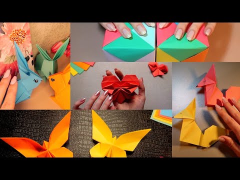 ASMR 5 Origami Ideas (Paper Folding Sounds) Whisper / 2 hours