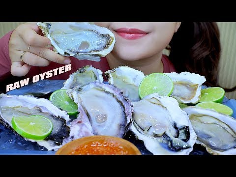 ASMR Mukbang eating Raw Oysters, soft eating sounds,+食べる,咀嚼音,먹방 이팅 | LINH-ASMR