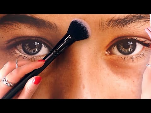 ASMR Doing People's Eyebrows (brushing, touching, makeup, tapping) to help you relax
