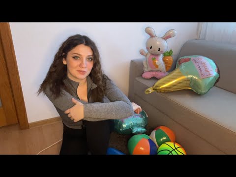 ASMR | Sit to Pop and Sit to Deflate Balloons and Inflatables | Blowing Balloons 🎈
