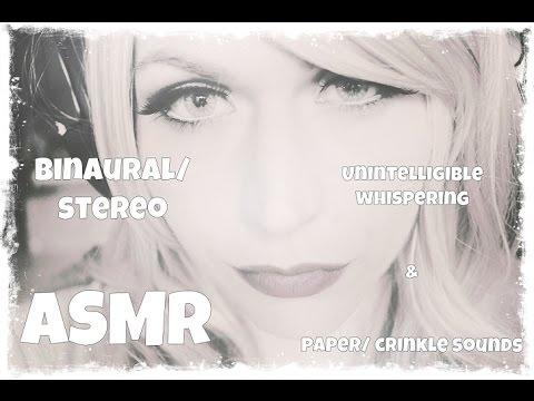 ASMR Unintelligible Whispering & Paper, Crinkle Sounds [Binaural/ Stereo Audio Soundscape]