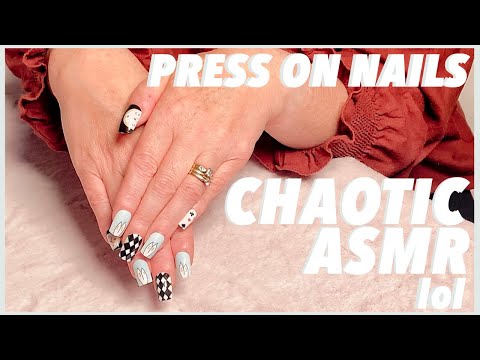 [ASMR] 10 Year Acrylic Nail Wearer Tries Press On Nails [chaotic fun vibes ~ lower volume advised]