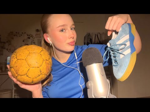 ASMR with handball equipment 🤾🏼‍♀️ ‧͙⁺˚* close whispers, sticky ball and shoe tapping