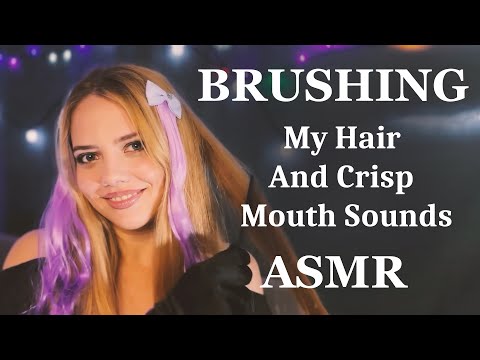 ASMR Relaxing Hair Brushing For Sleep. Crisp Mouth Sounds For Your Tingles. Gloves
