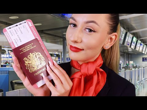 ASMR Airport Check-In Roleplay With Typing/Writing Sounds (Soft Spoken)