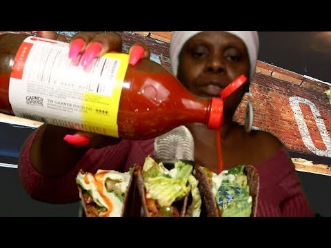 ASMR Trying Trader Joes Veggie Beef-less Ground Tacos Eating Sounds | Avocado Sauce