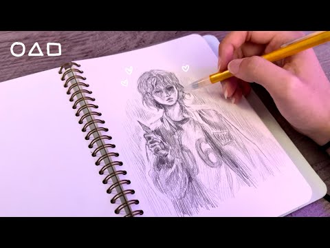 ASMR Drawing Sae-byeok From Squid Game 💖 (with whispers)
