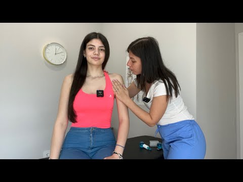 ASMR [Real Person] Shoulder Injury Treatment & Massage | Neck Realignment, Soft Spoken Role Play