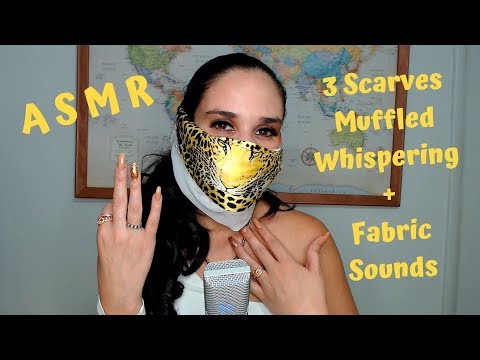 ASMR 3 SCARVES MUFFLED WHISPERING & FABRIC SOUNDS!!