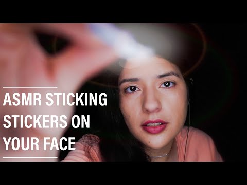 ASMR STICKING STICKERS ON YOUR FACE (AGAIN) - Sticky sounds, mouth sounds, and face touching