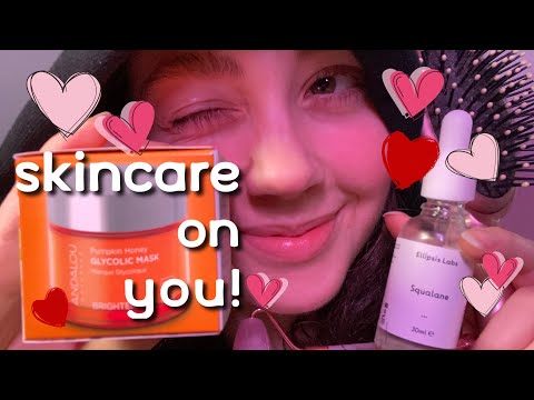 ASMR | bestie does YOUR skincare ROLEPLAY with face touching and personal attention (whispering)