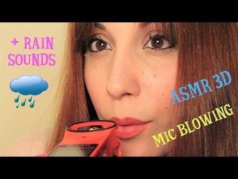 ASMR ☾ 3D Mic Blowing + Rain Sounds ~ No talking