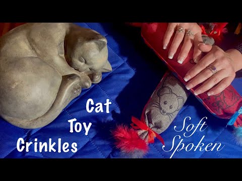 ASMR Cat toy Crinkles (Soft spoken) Some light scratching and rubbing of material/deep crinkles