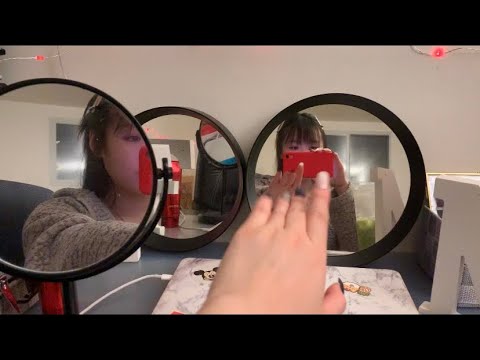 ASMR mirror tapping 💎(+ hand sounds, invisible scratching, mouth sounds, ....)