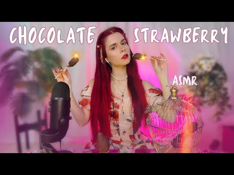 ASMR Chocolate Covered Strawberries 🍓 Eating Dessert ( Mouth Sounds )