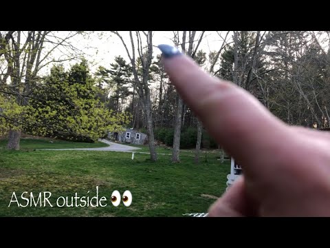 ASMR outside | Backyard tour with camera tapping, scratching, & air tracing 🌱🪵🌲