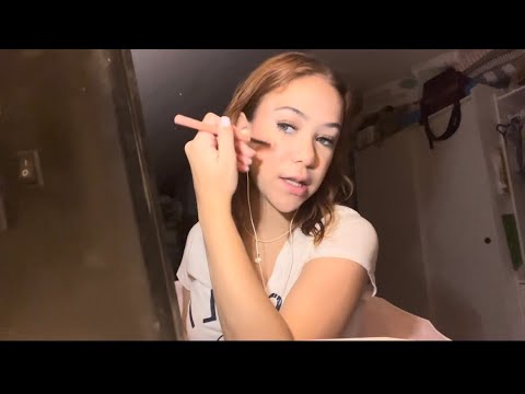 ASMR Doing my makeup w/ gum chewing