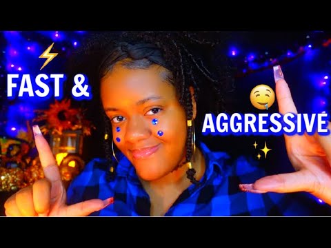 ⚡FAST & AGGRESSIVELY DOING THINGS TO YOUR FACE ASMR ✨⚡💙(UNPREDICTABLE/CRAZY 😭🔥)