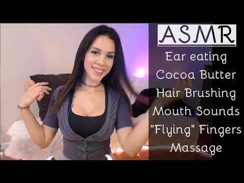 ASMR Ear eating, Cocoa Butter, Hair Brush, Kisses, Whispering and More...