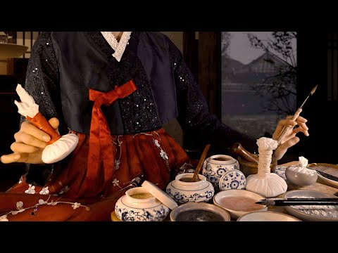 ASMR Korean Traditional Makeup | Joseon Dynasty Roleplay, Layered Sounds