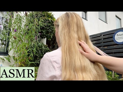 ASMR Relaxing Hair Play in a Beautiful Garden 🌿🌷🌸 (massage, brushing, braiding, no talking)