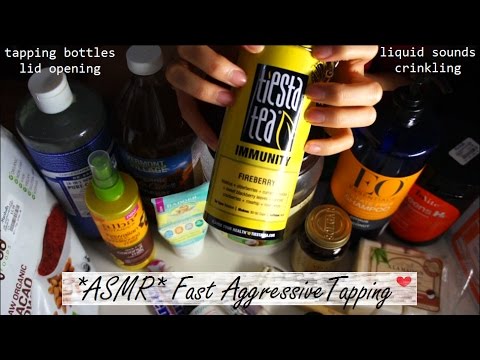 ASMR FAST AGGRESSIVE TAPPING SOUNDS BOTTLES + LID OPENING + LIQUID SOUNDS + CRINKLES (NO TALKING)!