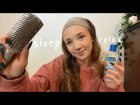ASMR Getting You Ready For Bed (makeup removal, hair brushing, lots of personal attention) 🌚💤