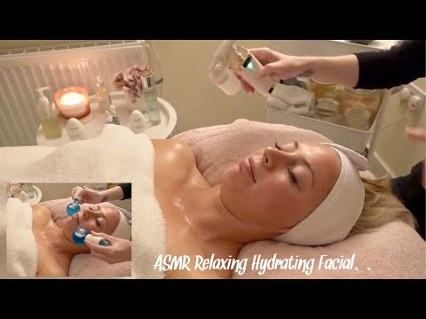 ASMR Real Person Hydrating & Replenishing facial with face mister and Ice Globes (Music) NO TALKING
