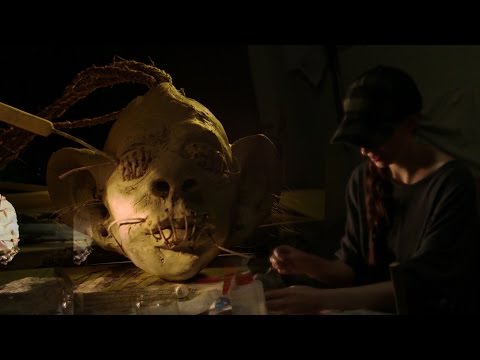 ASMR sculpting shrunken head with layered wet clay, crinkle and spray bottle sounds