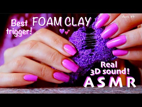 😴 Gentle ASMR 💜 Play with FOAM CLAY 💟 SQUISHING & STICKY sounds💗Binaural Tingles for relaxation 💜