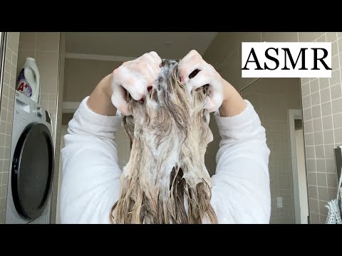 ASMR giving myself a much needed hairwash (relaxing shampooing, hair brushing, hair play, no talking