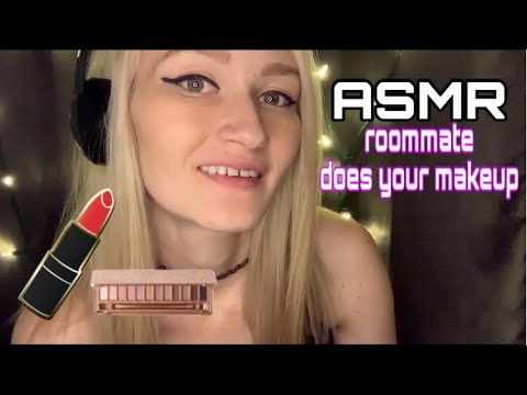 ASMR - roommate does your makeup roleplay (face touching)