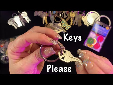 ASMR Key extravaganza! Soft spoken show & tell. Jingling Keys & key chains