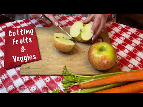 ASMR REQUEST Cutting Fruit & Veggies (No talking only) Placing into plastic storage bags.