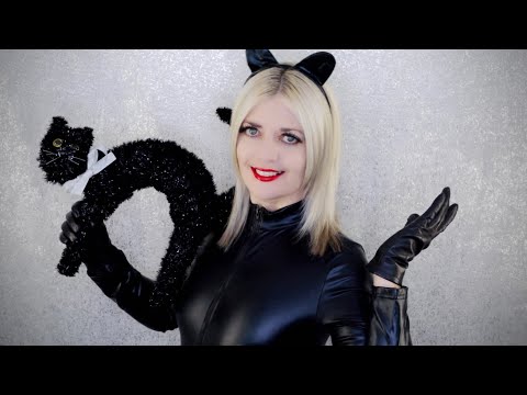 ASMR Black Tingles! Leather, Vinyl and Fabric Ear to Ear Sounds - Gloves/Catsuit/Cape/Velcro/Zipper