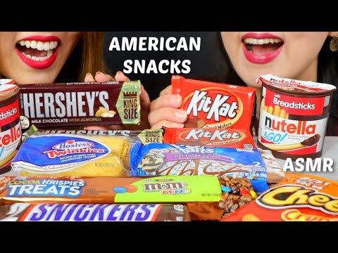 ASMR EATING OUR FAVORITE AMERICAN SNACKS (PART 1) 미국 과자 리얼사운드 먹방 | Kim&Liz ASMR