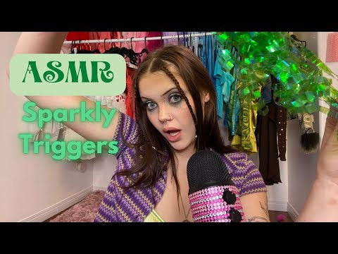 ASMR | Fast & Aggressive SPARKLY + SHINY Triggers ! Crinkles, Fabric, Beads, & Mouth Sounds 🌟