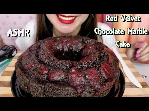 ASMR Red Velvet Chocolate Marble Cake Eating Sounds No Talking