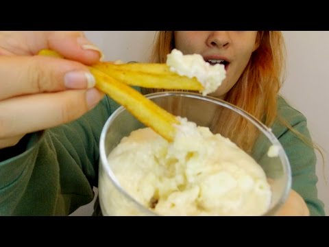 ASMR 🍕Eating Sounds 🍟: Fries with Cheese Cream!