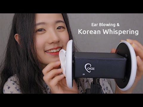 ASMR Gentle Korean Whispering | Ear Blowing, Handmovement, 3dio (Eng Sub)