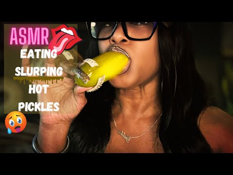 ASMR Eating Smacking On A Big Hot Crunchy Pickle - Slurping and Heavy Mic Breathing #SatisfyingASMR