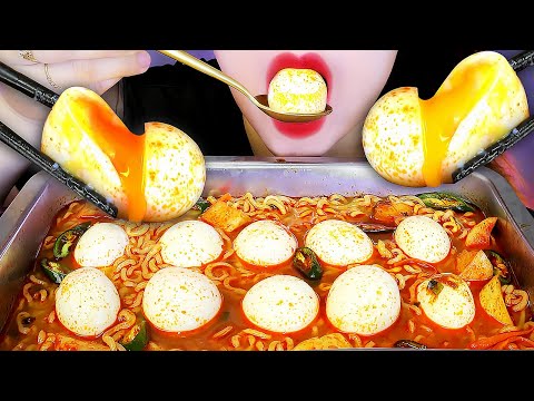 ASMR SPICY NOODLES WITH SOFT BOILED EGGS  EATING SOUNDS | LINH-ASMR